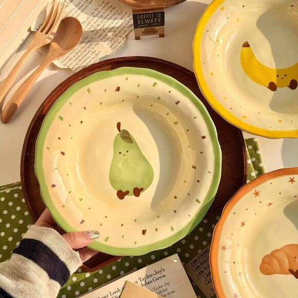 Adorable fruit & croissant plate 8inch set of 4 - Functional Design - Picture 5 of 5